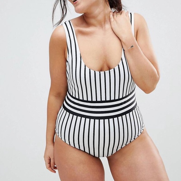 ASOS Curve Other - NWT Plus Black/White Stripe Bathing Suit